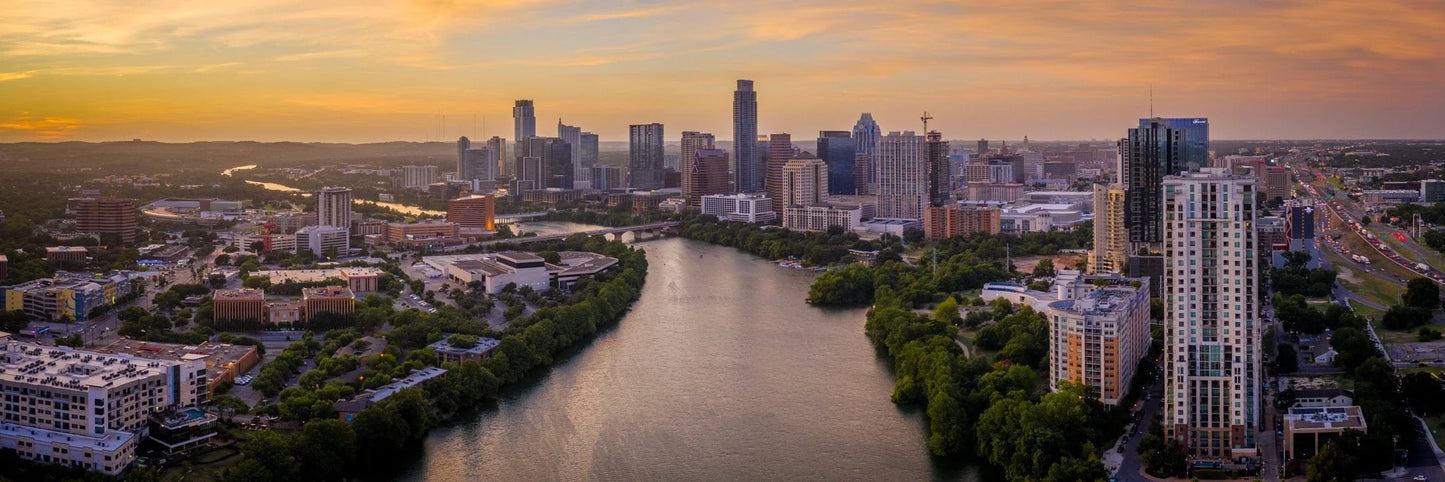 Austin Skyline Aerial Print | 'The Golden Heart of Texas' Wall Art