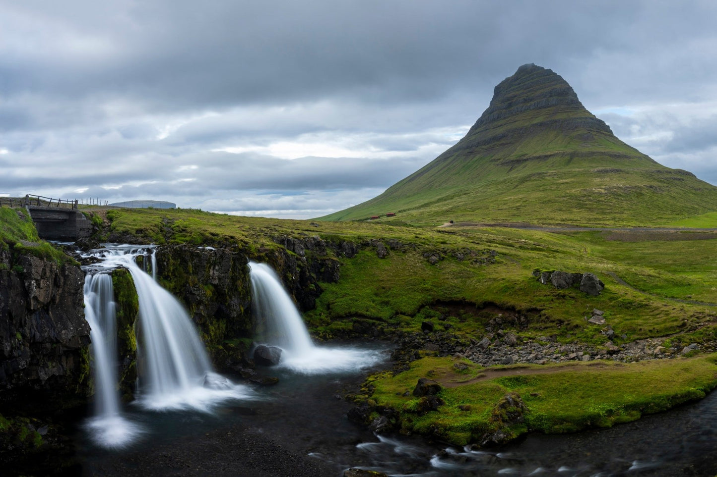 Kirkjufell Iceland Photography Print - Three Waterfalls One Mountain